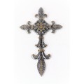 7003SIL-AM- AMBER CRYSTAL / SILVER WALL CROSS / W FDL DESIGN